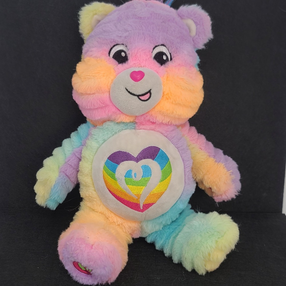 Care Bears Togetherness Bear‎ Plush 14 Inch Rainbow Tie Dye 2024 Basic Fun Good